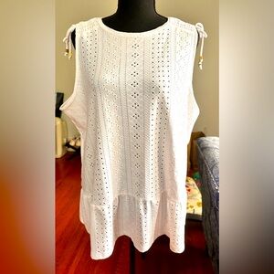 Michael Kors White Sleeveless Summer Shirt Size XL